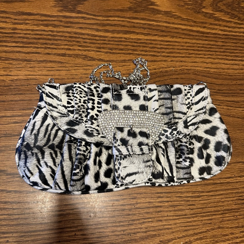 Black/White Animal Print Clutch, Barely Used (Like New)